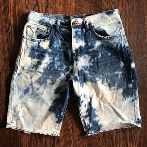 acid washed denim shorts